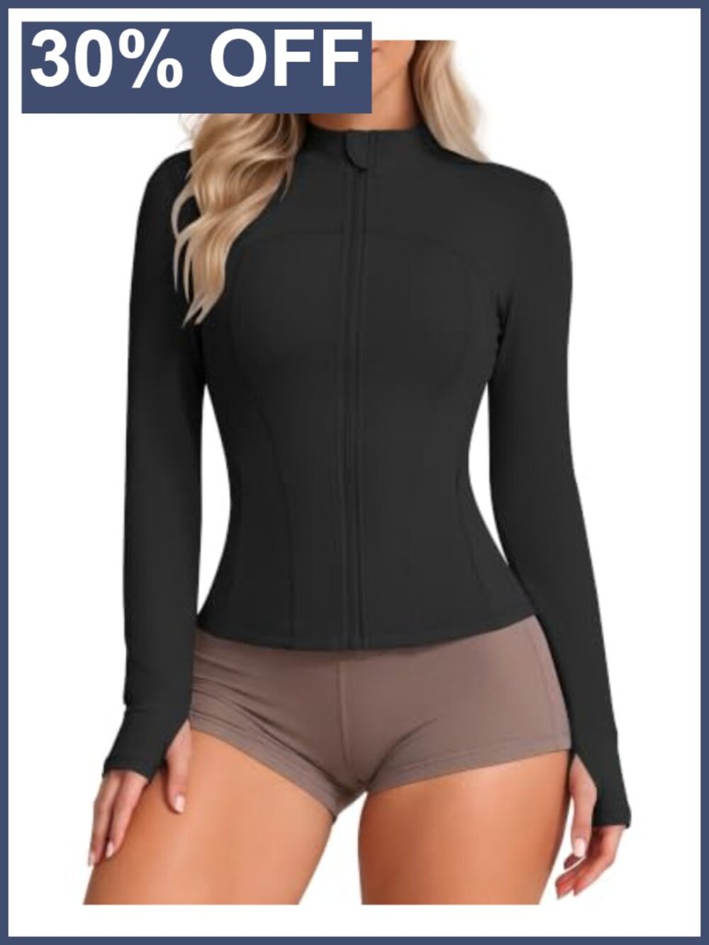 Women's Slim Fit Full Zip Athletic Workout Running Jacket Thumb Holes